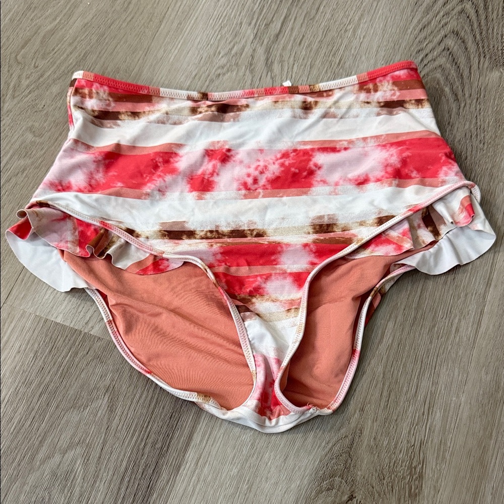 Striped High-Waisted Bikini Bottoms